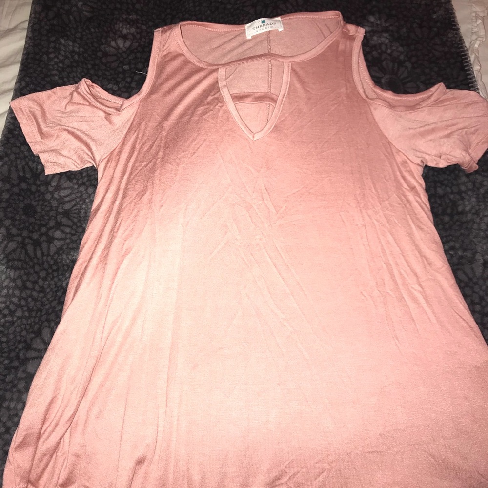Pink open shoulder blouse